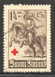 Finland Scott B40 Used H - 1940 1¼m+15p Cavalryman/Red Cross - SCV $3.00