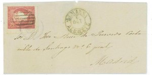 P0137 - SPAIN - POSTAL HISTORY - #48 on cover from ALMANSA 1857 Grill-