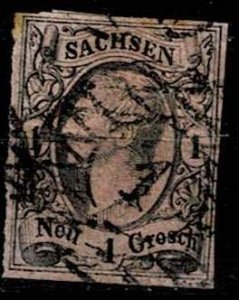 Saxony,Sc.#10 used,  King Friedrich August II cv. € 16, type I+II