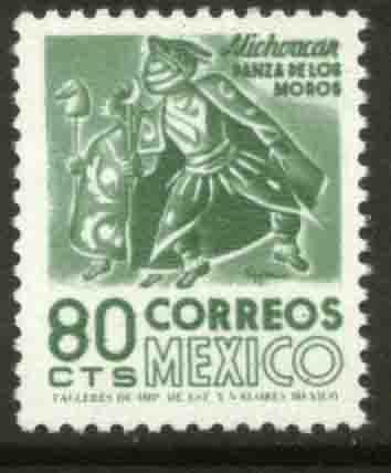 MEXICO 1094, 80c 1950 Defin 9th Issue Unwmkd Fosfo Coated. MINT, NH. VF.