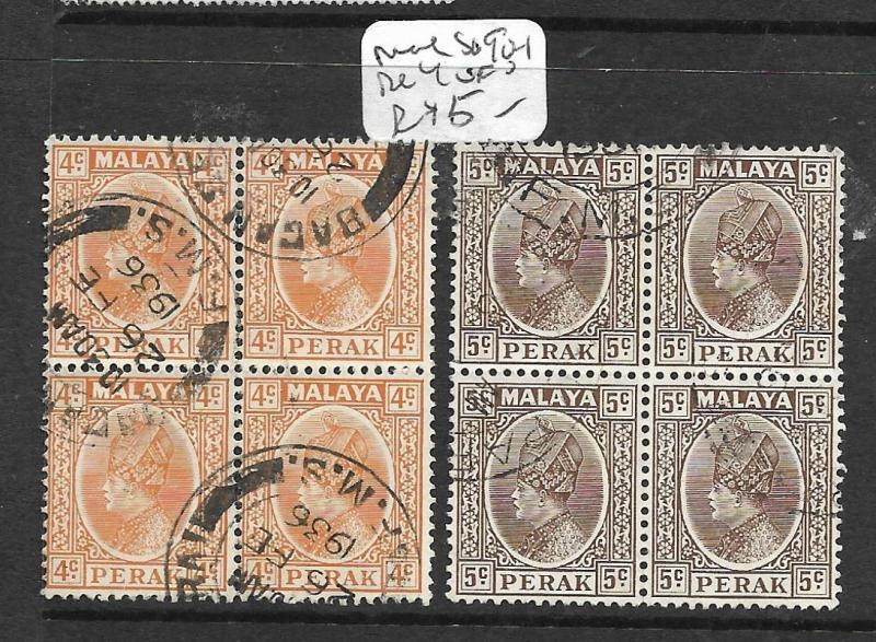 MALAYA PERAK (P1401B) SULTAN 14C, 5C SG 90-1 BL OF 4  VFU