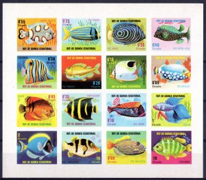 Equatorial Guinea 1979 Mi#1509/1524 TROPICAL FISHES Sheetlet (16) IMPERFORATED