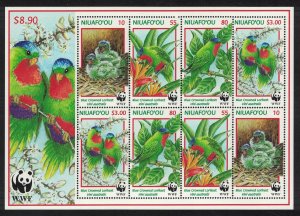 Niuafo'Ou Birds WWF Blue crowned Lorikeet MS 1998 MNH SG#MS274 MI#326-329 KB