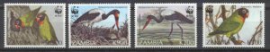 Zambia 654-57 MNH WWF-96/Birds SCV5.75