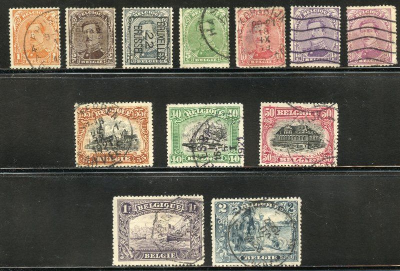 Belgium Scott 108-14,116-20 UFH - 1915-1920 Short Set - SCV $5.15