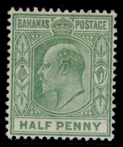 BAHAMAS EDVII SG71, ½d pale green, M MINT.