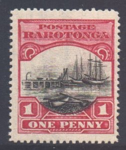 Cook Islands Scott 73 - SG82a, 1924 Wharf 1d Double Derrick Flaw MH*