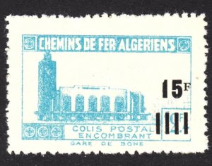 Algeria Railway Parcel Post Bulky 15F on 12.4F F to VF mint OG H.  FREE...