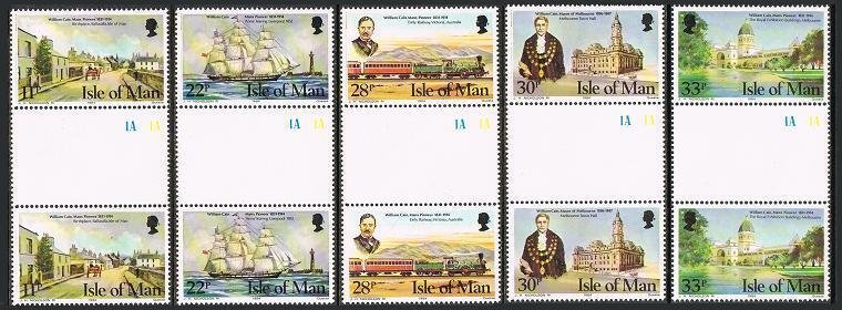 Isle of Man 267-271 gutter,MNH.Michel 263-267. William Cain,1984.Ship.Australia.