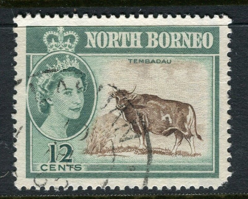 NORTH BORNEO; 1961 early QEII Pictorial issue fine used 12c. value
