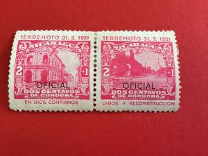 Nicaragua Terremoto 1931 Se-tenant MM paper to back  Stamps Pair R43653