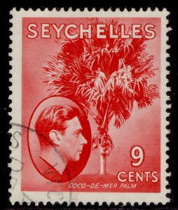 SEYCHELLES GVI SG138, 9c scarlet, FINE USED.