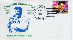 HONORING ELVIS PRESLEY, JANESVILLE STAMP CLUB, JANESVILLE, WIS 1993 FDC8709