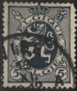 Belgium 201 (used) 5c lion, slate (1929)