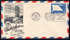 UN New York UC3 Flag Postal Stationary Artcraft U/A FDC