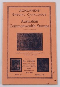 Australia Ackland's Special Catalogue of Australian Stamps 1944 Edition.