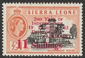 SIERRA LEONE 1963 Independence 11/- on QEII Pictorial £1 MNH ** Only 540 printed