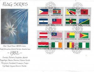 United Nations NY 374-389 1982 Flags WFUNA Large FDC