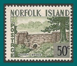 Norfolk Island 1966 Surcharge Bloody Bridge, mint  #81,SG70