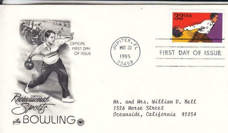 1995, Recreational Sports-Bowling, Artcraft/PCS, FDC (E8064)