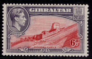 GIBRALTAR GVI SG126b, 6d carmine & grey-violet, LH MINT. PERF 13