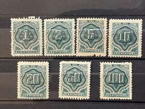 1896 Ecuador Postage Due Stamps Sc# J1-7 Full Set Mint Hinged