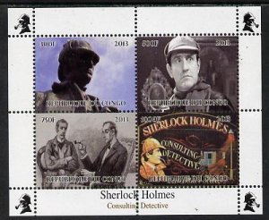 CONGO B. - 2013 - Sherlock Holmes #2 - Perf 4v Sheet - Mint Never Hinged