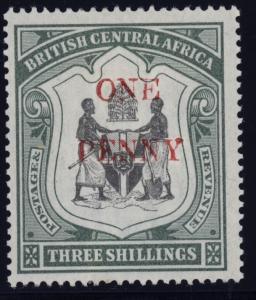 British Central Africa 57 w/red value overprint - mh ONE PENNY