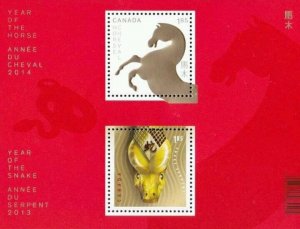 *FREE SHIP Canada Year Of The Horse 2014 Snake Chinese Zodiac Lunar (ms) MNH