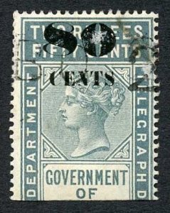 Ceylon Telegraph SGT97 80c on 2r50c Grey Variety 0 Flat