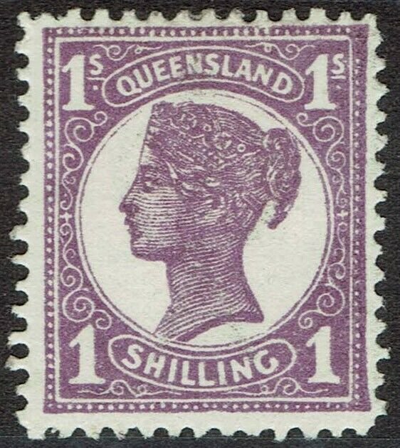 QUEENSLAND 1907 QV 1/- WMK CROWN/A PERF 12.5,13