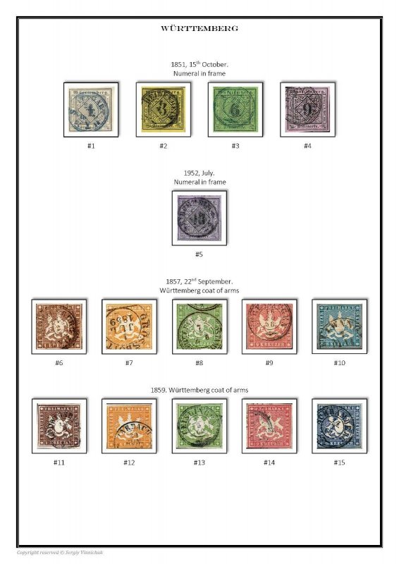 Germany Württemberg German State 1851-1923 PDF(DIGITAL) STAMP ALBUM PAGES