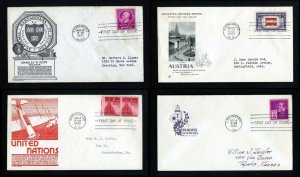 4 Different First Day Covers with cachets dated 1940 to 1943 - Lot # 2