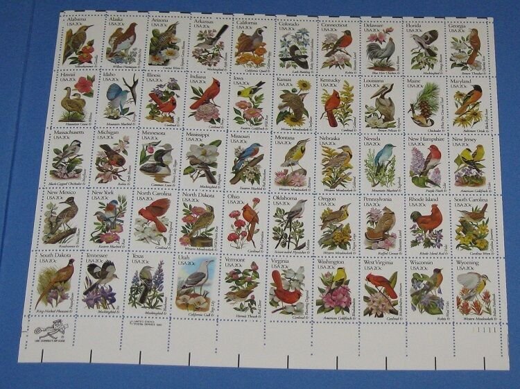 BIRDS & FLOWERS OF THE 50 STATES BOOK W/MINT SHEET INCLUDED
