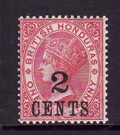 British Honduras-Sc#28- id6-unused NH 2c on 1p QV-1888-9-