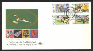 South Africa Sc# 770-773 FDC combination 1989 Rugby Teams