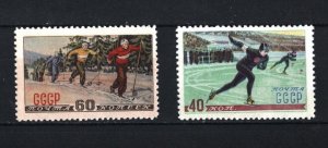 RUSSIA/USSR 1952 WINTER SPORTS SET OF 2 STAMPS MNH