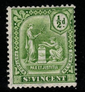 ST.VINCENT SG102 1910 1/2d GREEN MTD MINT