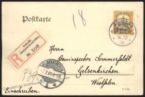 Germany 1908 East Africa DOA ARUSCHA Registered Unwmk 20H Cover 110002