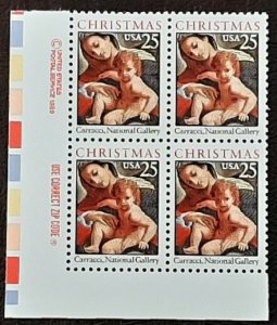 US Scott # 2427; 25c Christmas block of 4 from 1989; MNH, og; VF/XF centering