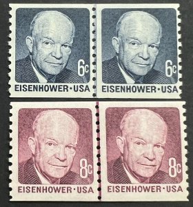 Scott#: 1401, 1402 - Dwight D. Eisenhower 6¢ 1970 BEP Line Pair MNHOG - Lot 10