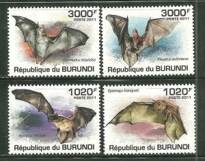 Burundi MNH 837-40 Vampire Bats 2011 SCV 12.50