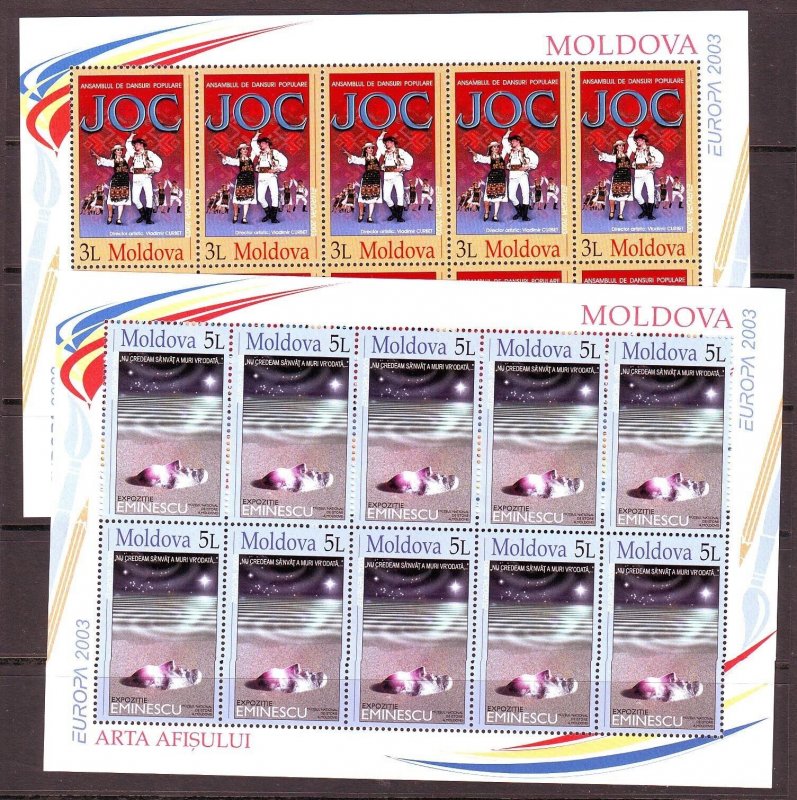 MOLDOVA Sc 444-45 NH 2 minisheets of 2003 - EUROPA CEPT