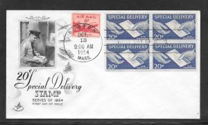 Just Fun Cover #E20 FDC Block of 4 Special Delivery ArtCRAFT Cachet (A1038)