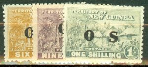 IW: New Guinea O1-10 most mint (O3, O10 used) CV $115; scan shows only a few