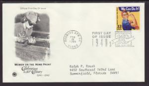 US Women on the Home Front 1999 PCS Typed FDC BIN