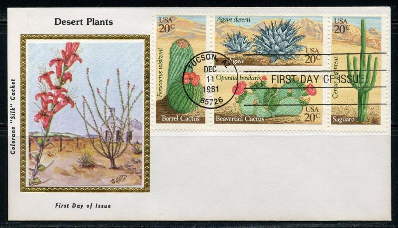 UNITED STATES COLORANO 1981 DESERT PLANTS  SET OF FIVE  FIRST DAY COVERS 