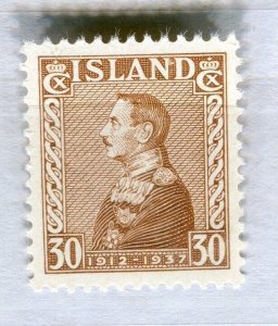 ICELAND; 1937 early Christian X issue fine Mint hinged 30a. value