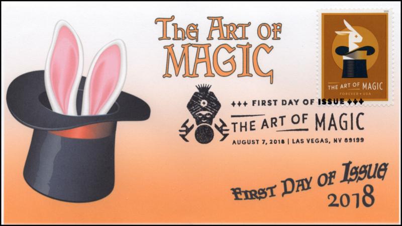 18-218, 2018, The Art of Magic, Pictorial Postmark, First Day Cover, Rabbit