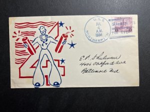1934 USA Naval Cover USS Northampton to Baltimore MD July 4 Independence Day